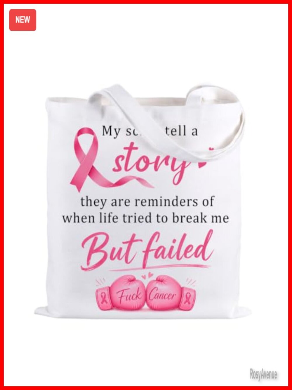 Breast Cancer Survivor Canvas Tote Bag Pink Ribbon Gift
